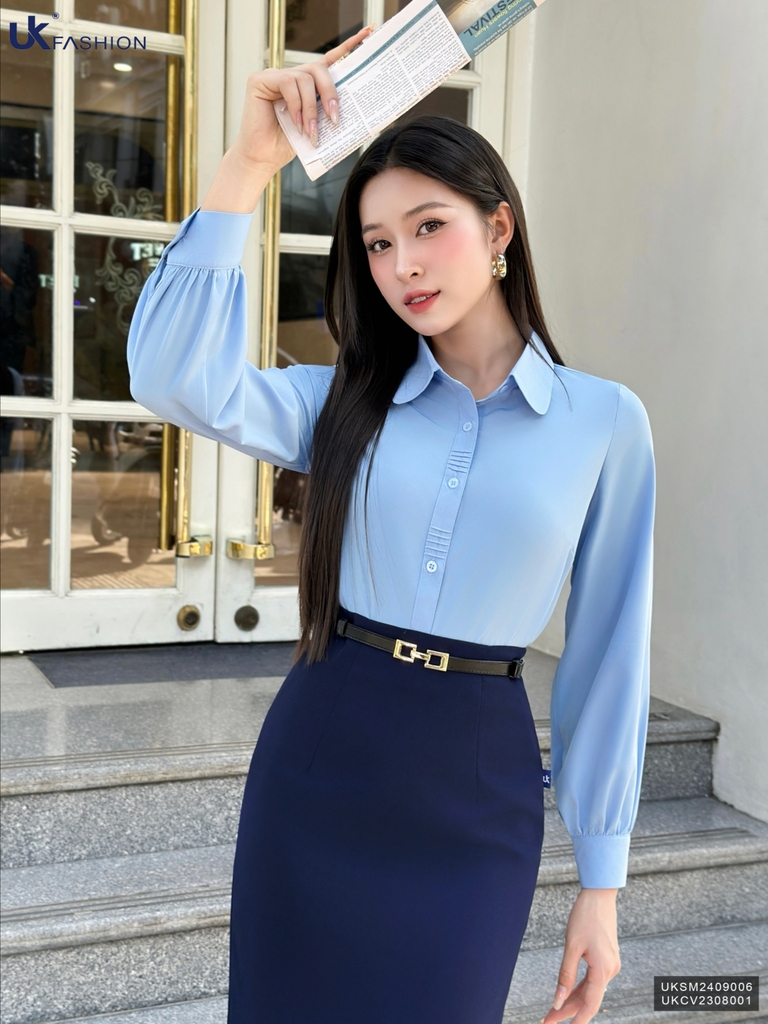 Sơ mi mí nẹp dài tay lịch sự, duyên dáng UKSM2409006