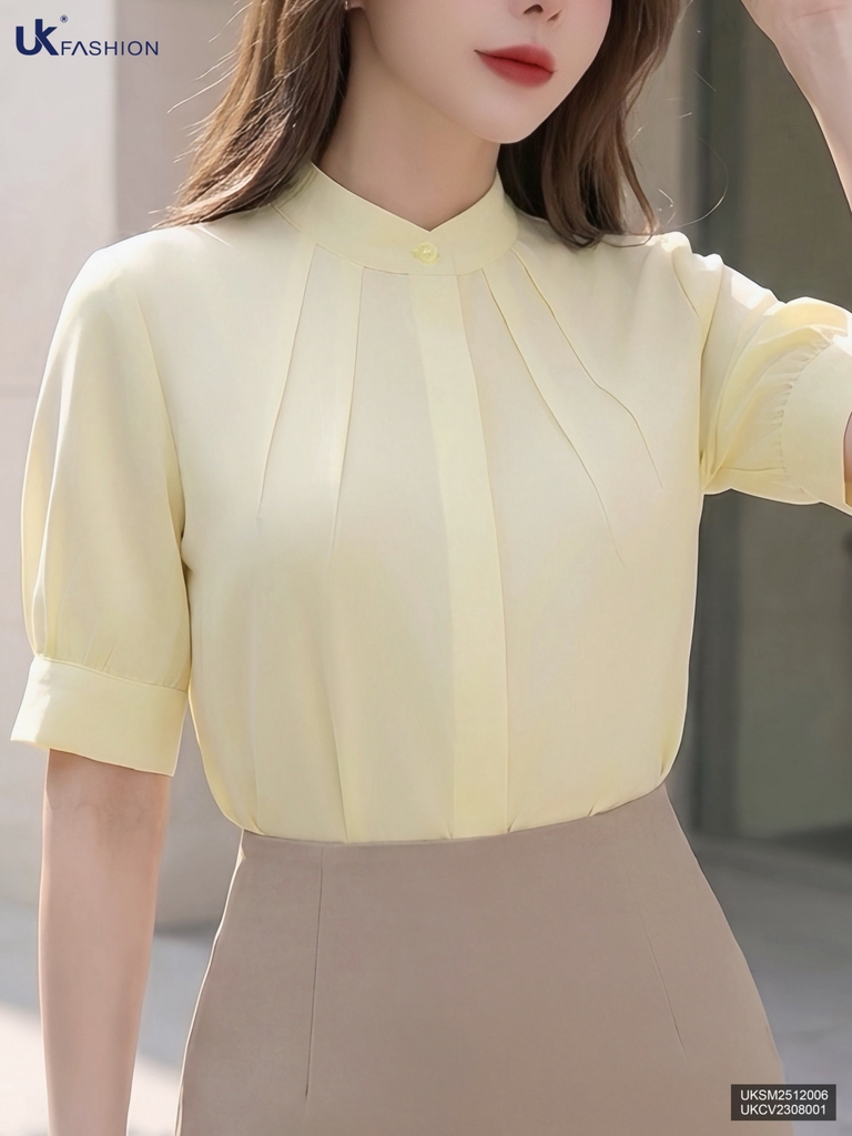 Sơ mi cổ tàu cộc tay mí cổ mềm mát siêu xinh UKSM2512006