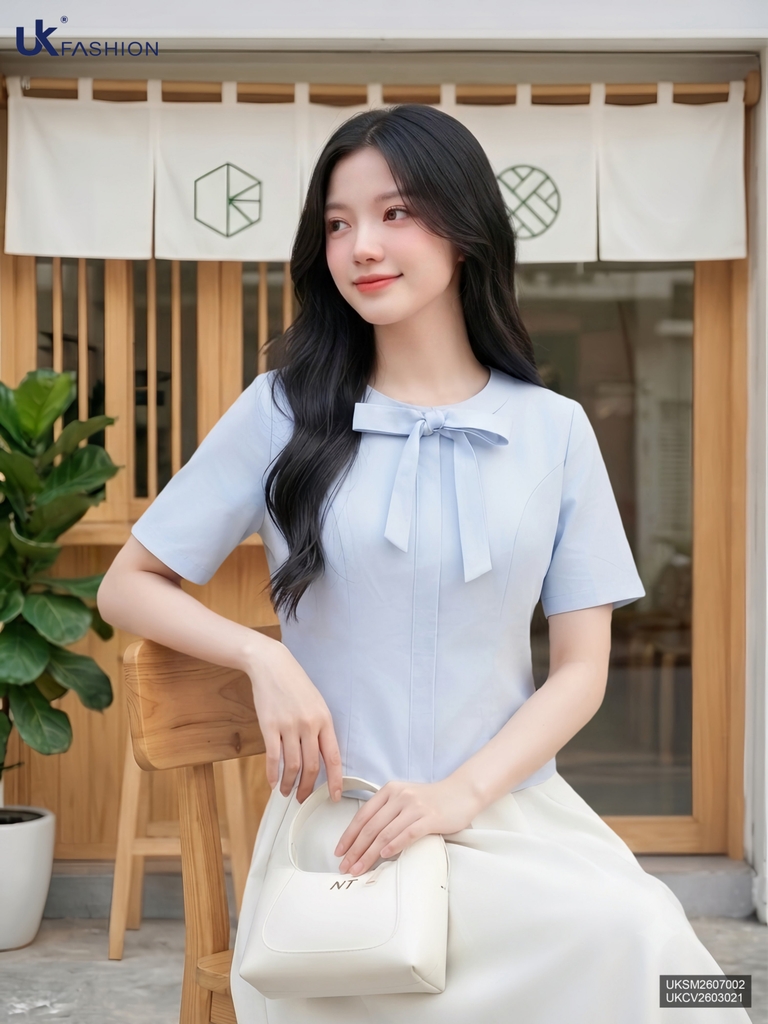 Sơ mi cổ tròn mí dọc UKSM2607002 ( Áo rời không kèm các SP ghép set và PK khác )