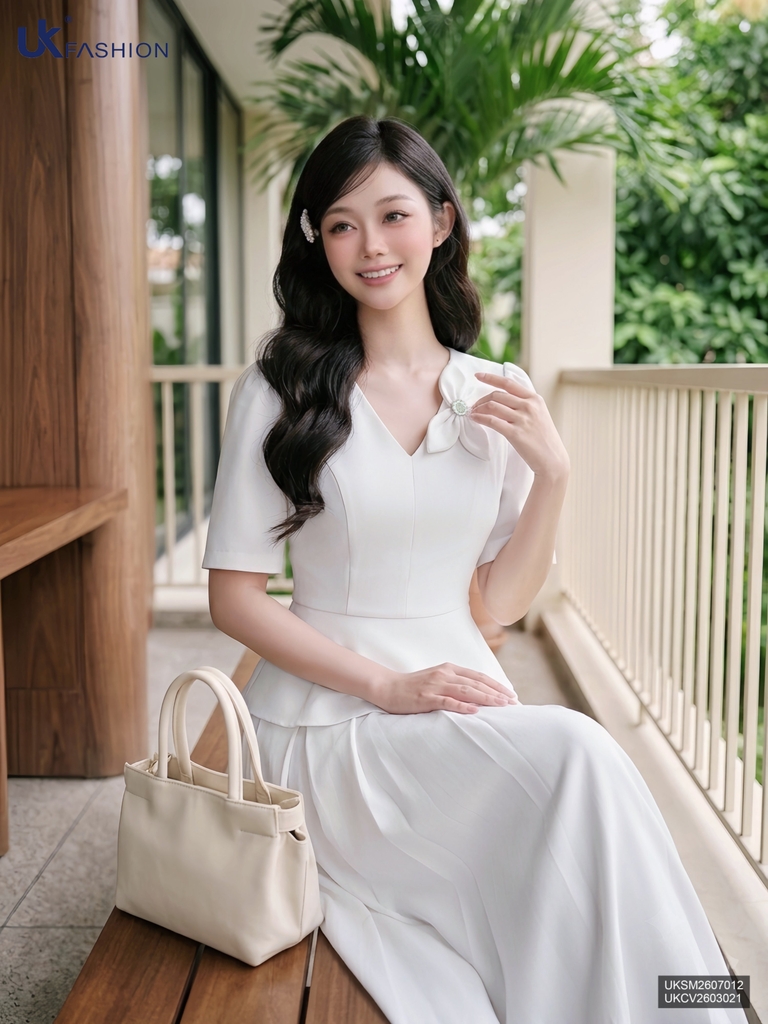 Sơ mi peplum hoa hồ điệp UKSM2607012 ( Áo rời không kèm các SP ghép set và phụ kiện khác )