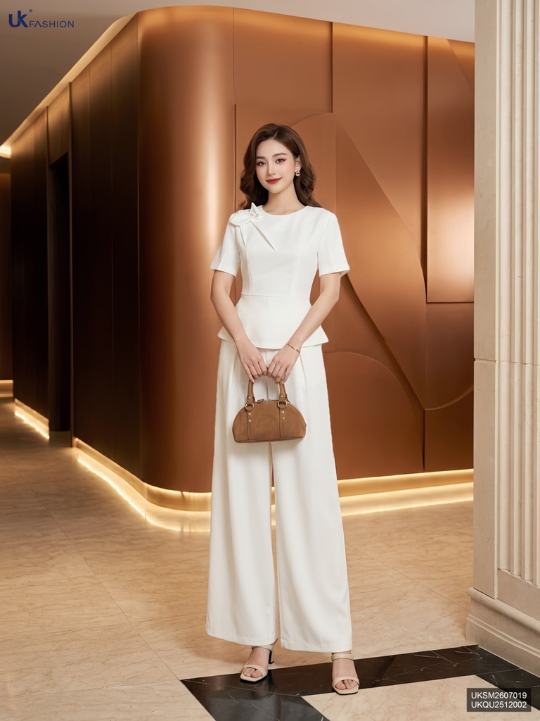Sơ mi peplum vai xếp UKSM2607019 ( Áo rời không kèm các SP ghép set và PK khác )