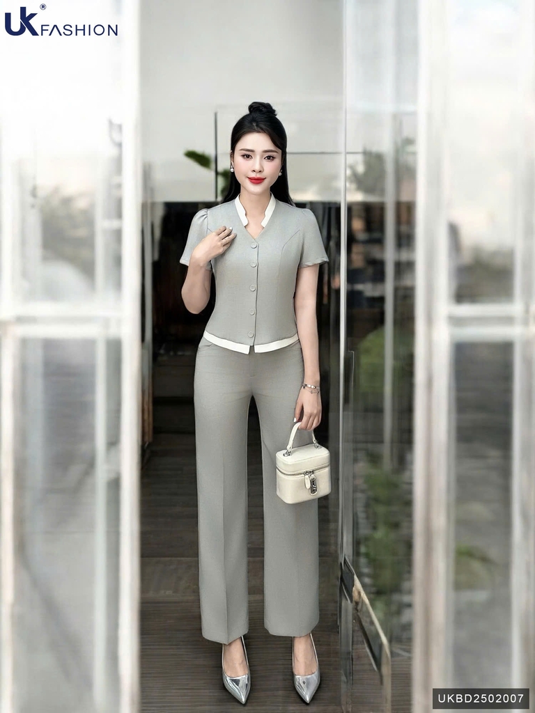 Set bộ đồ phối màu Ryan thanh lịch, sang xịn UKBD2502007 ( Bao gồm cả áo và quần)