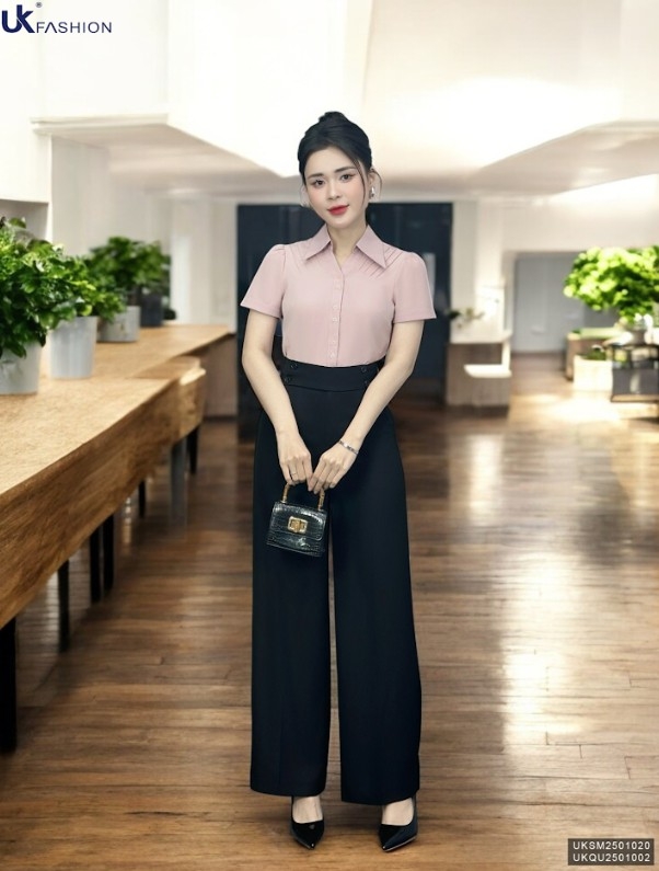 Quần ống rộng cạp súp 4 cúc UK Fashion Thời Trang Công Sở Trẻ Trung, Nữ Tính, Vải Mềm UKQU2501002