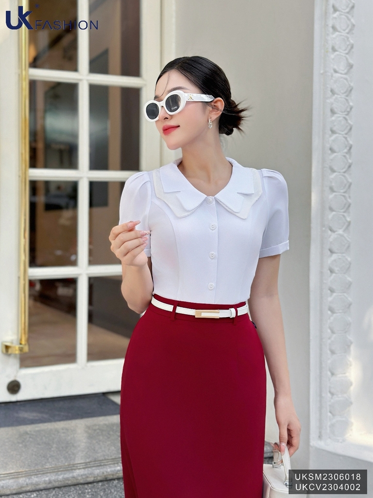 Áo Sơ Mi Cổ Kếp Ôm UK Fashion Xinh Đẹp, Nữ Tính UKSM2306018