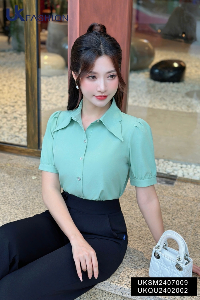Áo Sơ Mi Tay Lỡ Cổ Đức Kiểu UK Fashion Thanh Lịch, Nữ Tính Vải Mềm Mịn UKSM2407009