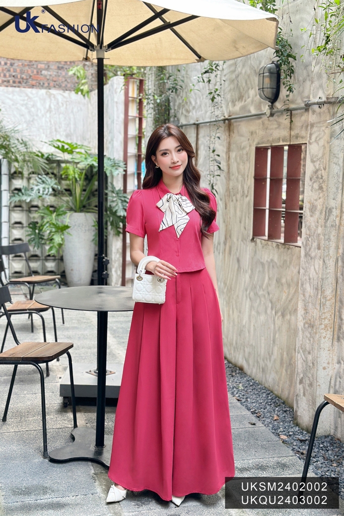 UK Fashion Quần Ống Rộng Giả Váy Xếp Ly Thanh Lịch, Thoải Mái Dễ Phối Cho Nàng Công Sở UKQU2403002