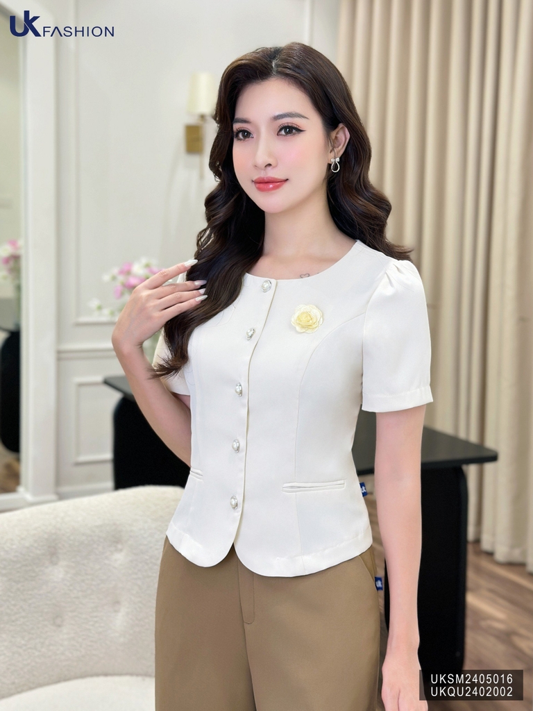 UK FASHOIN SƠ MI VẠT TRÒN TÚI CƠI CÔNG SỞ THANH LỊCH, THỜI TRANG UKSM2405016