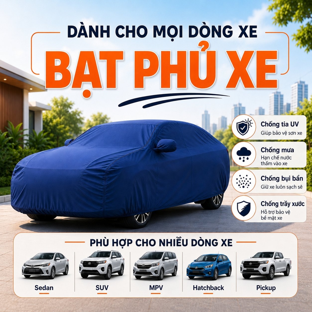 Bạt phủ xe ô tô AutoGuard - Chống nắng mưa cho mọi dòng xe