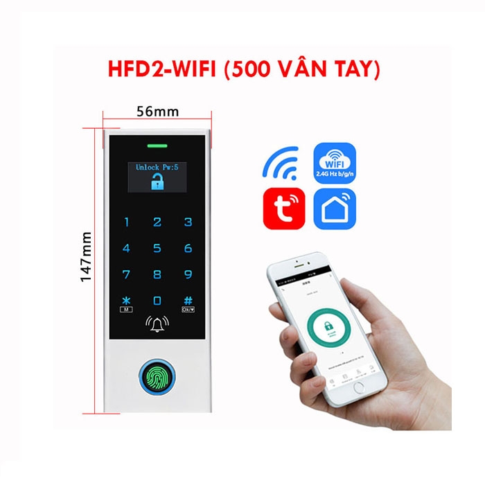 Đầu đọc vân tay quản lý từ xa qua App Tuya HFD2-WIFI – Kiểm soát cửa thông minh
