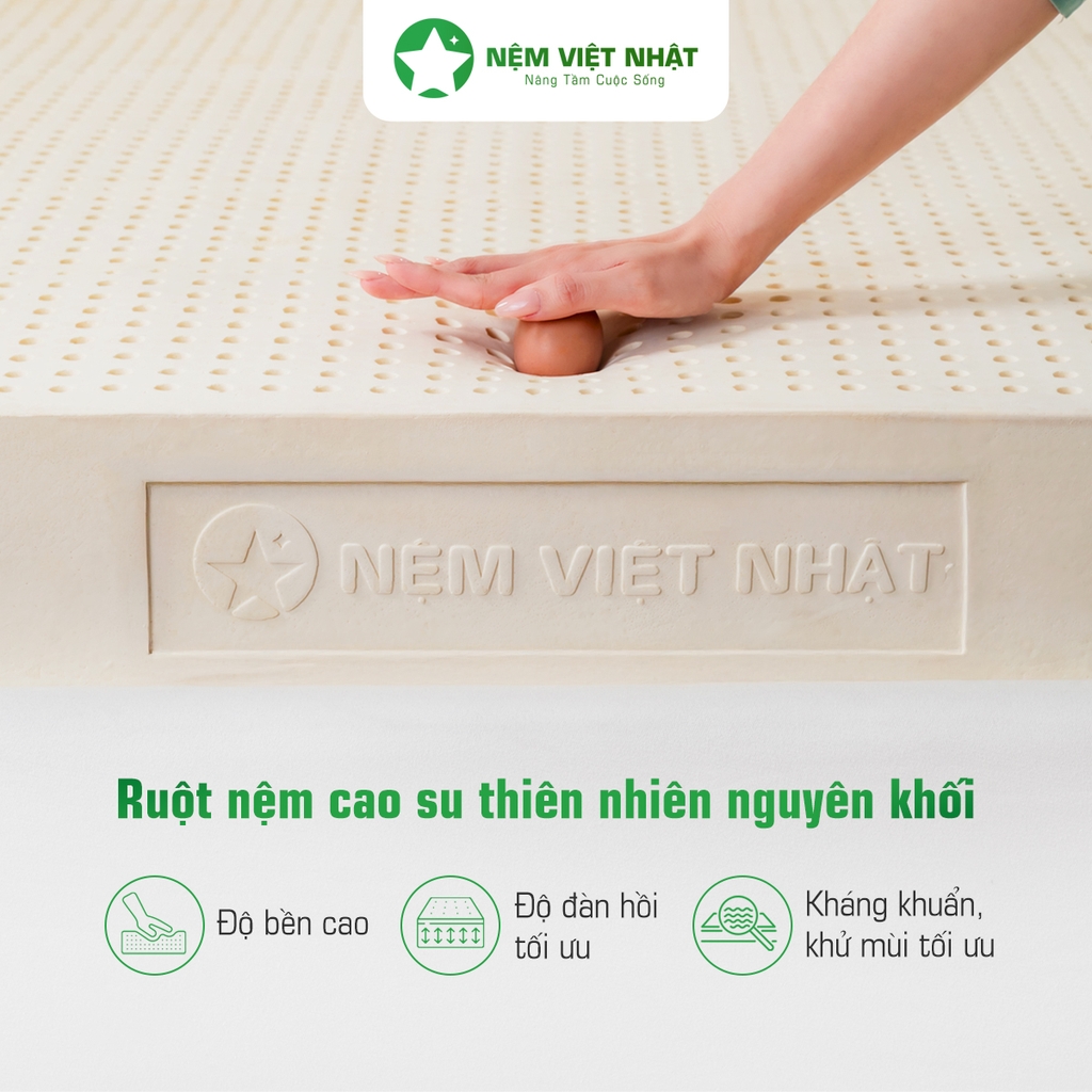 Nệm Cao Su Thiên Nhiên Việt Nhật Natural – Thế Hệ Mới Nâng Đỡ Hoàn Hảo, Xoa Dịu Mọi Cơn Nhức Mỏi
