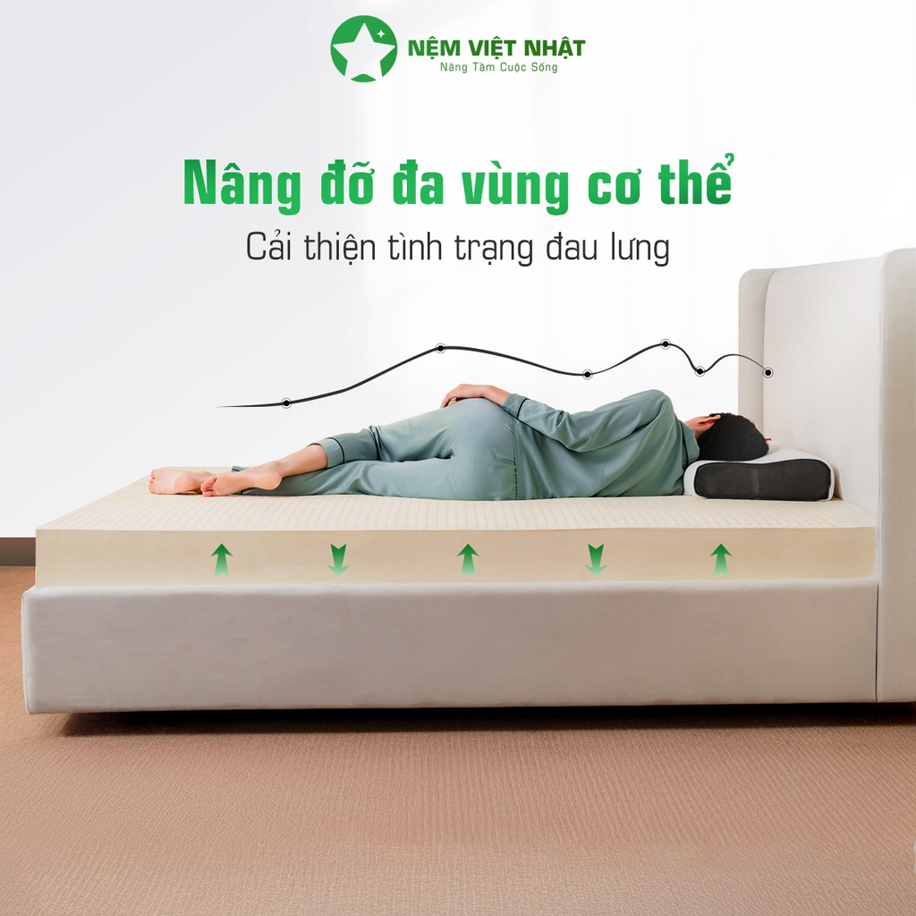 Nệm Cao Su Thiên Nhiên Việt Nhật Natural – Thế Hệ Mới Nâng Đỡ Hoàn Hảo, Xoa Dịu Mọi Cơn Nhức Mỏi