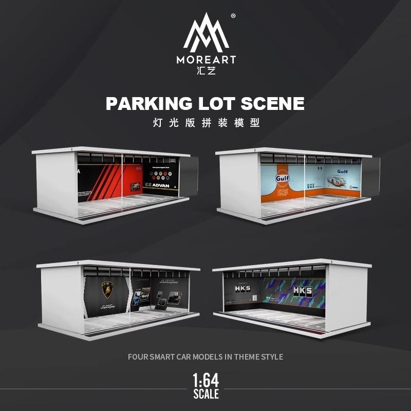 Diorama Lắp Ráp Bãi Đậu Xe Có Đèn Tỉ Lệ 1: 64 Gulf / HKS / Michelin / Advan / Nissan / Hotwheel / Porsche / Mazda /Honda