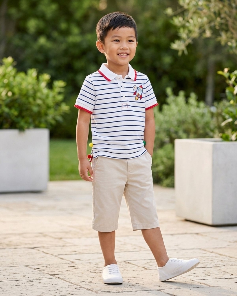 Áo polo kẻ sọc xanh navy