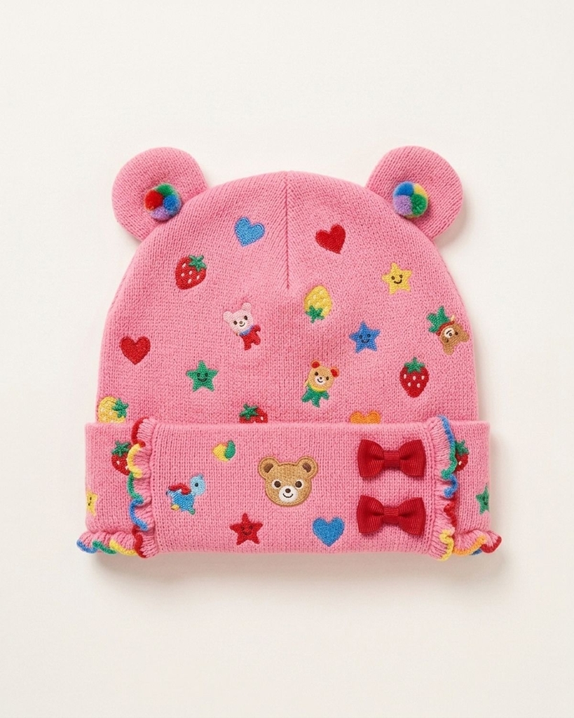 Mũ len beanie tai gấu