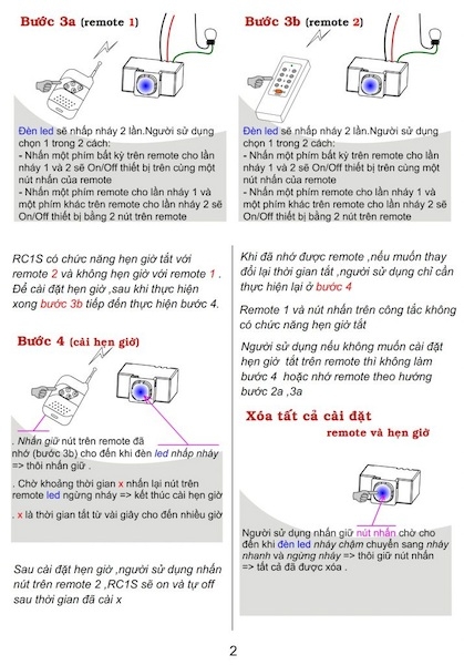 Công Tắc Điều Khiển Từ Xa TPE RC1S Sử Dụng Sóng RF 315Mhz