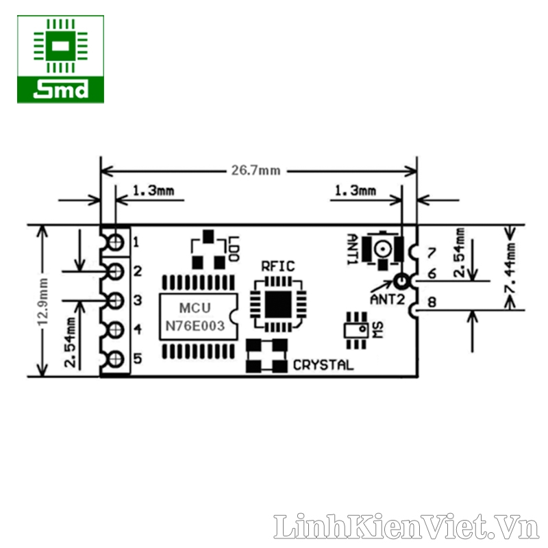 Module RF433 UART SI4438 SI4463 GT-38 1200m – Linh kiện điện tử SMD
