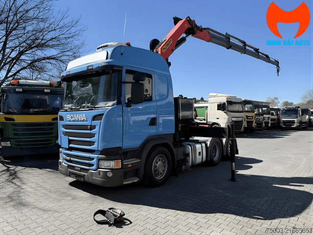 Xe đầu kéo gắn cẩu gập Palfinger Scania G450 3 chân 450HP đời 2026