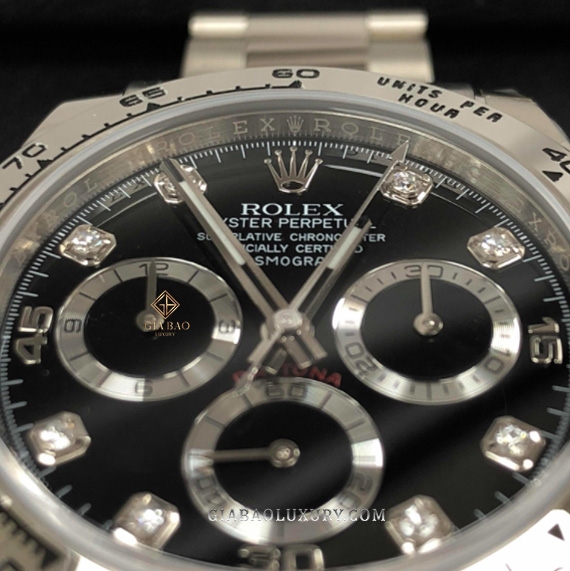 Đồng Hồ Rolex Cosmograph Daytona 116509 Mặt Số Đen Nạm Kim Cương