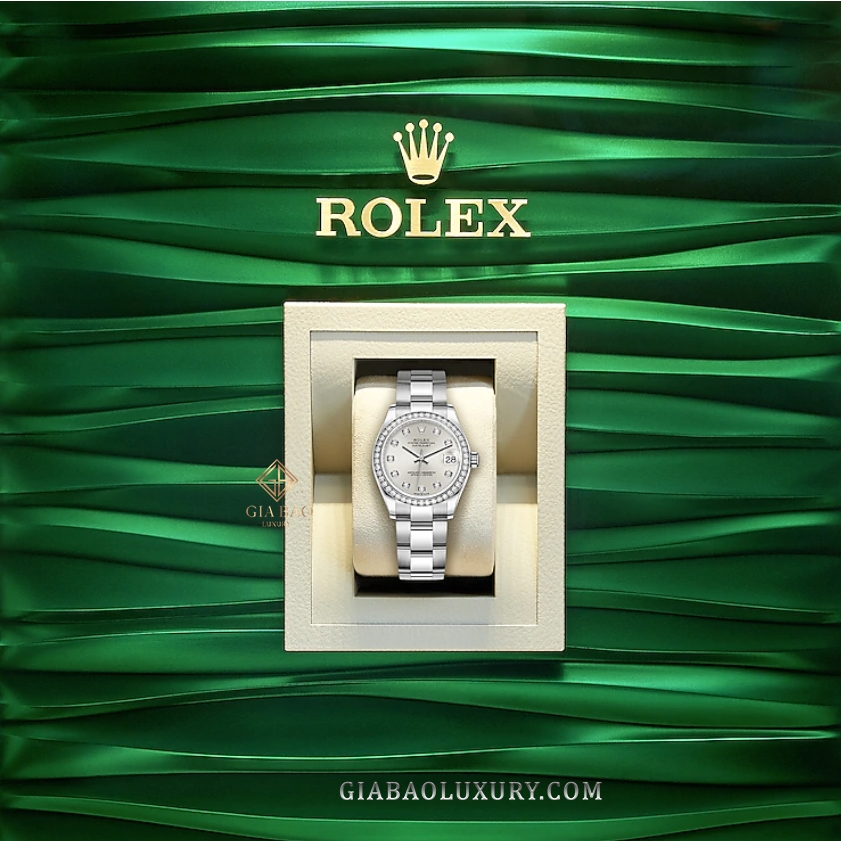 Đồng Hồ Rolex Datejust 31 278384RBR Mặt Số Bạc Cọc Số Kim Cương Dây Đeo Oyster