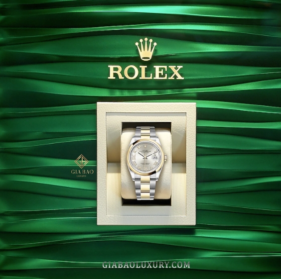 Đồng Hồ Rolex Datejust 36 126203 Mặt Số Xám Cọc Số La Mã Đính Kim Cương Dây Đeo Oyster