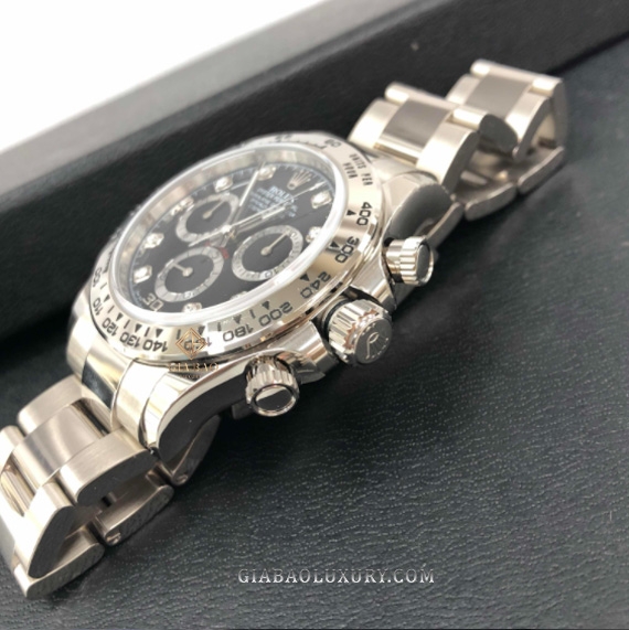 Đồng Hồ Rolex Cosmograph Daytona 116509 Mặt Số Đen Nạm Kim Cương