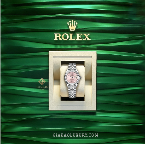 Đồng Hồ Rolex Lady Datejust 279174 Mặt Số Hồng Cọc Số Dạ Quang