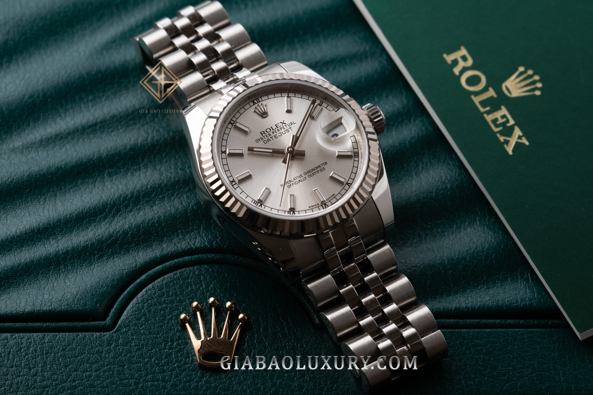 Đồng Hồ Rolex Datejust 31 178274 Mặt Số Bạc Cọc Số Dạ Quang