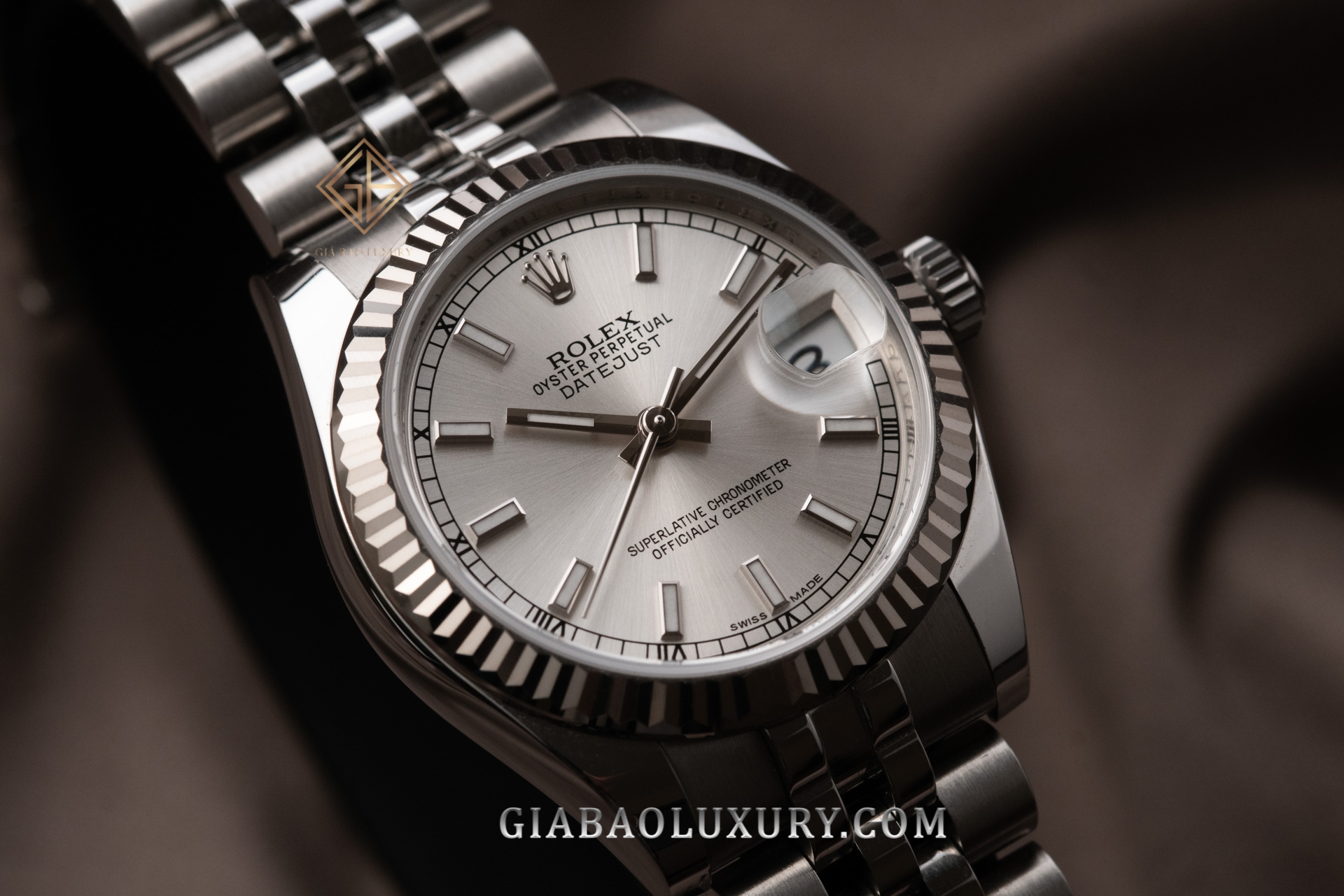 Đồng Hồ Rolex Datejust 31 178274 Mặt Số Bạc Cọc Số Dạ Quang
