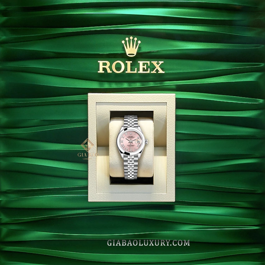 Đồng Hồ Rolex Lady-Datejust 28 279160 Mặt Số Hồng Cọc Số La Mã