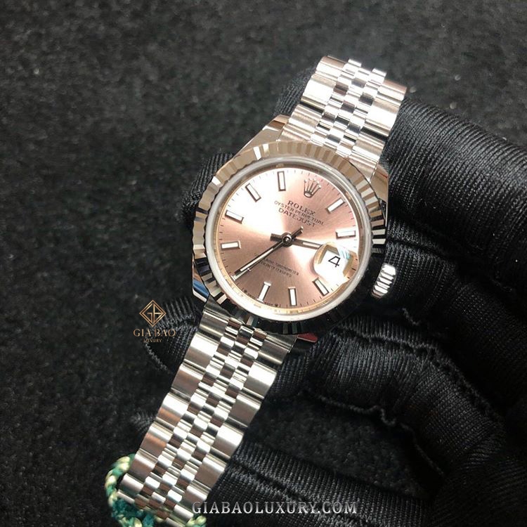 Đồng Hồ Rolex Lady Datejust 279174 Mặt Số Hồng Cọc Số Dạ Quang