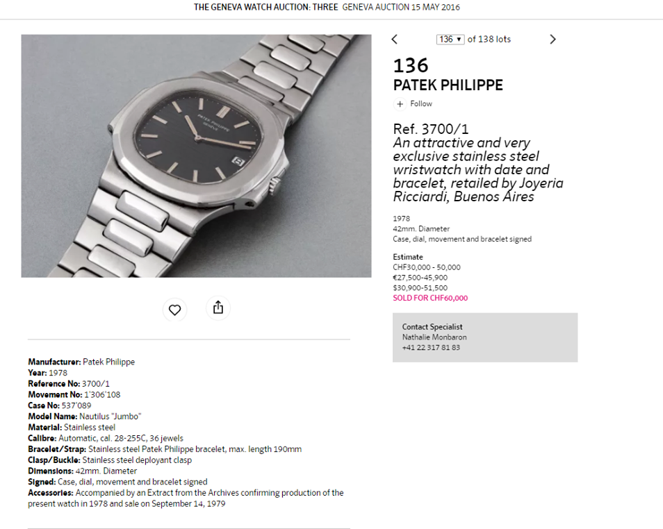 đồng hồ patek philippe 3700/1