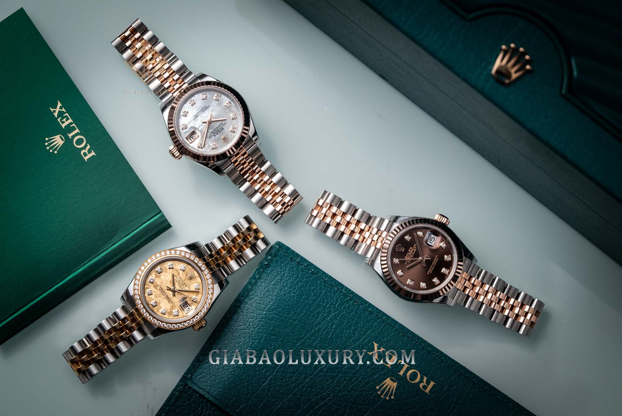 Đồng Hồ Rolex Lady-Datejust 26 179383 Mặt Số Họa Tiết Vân Đá Hoa Vàng Nạm Kim Cương