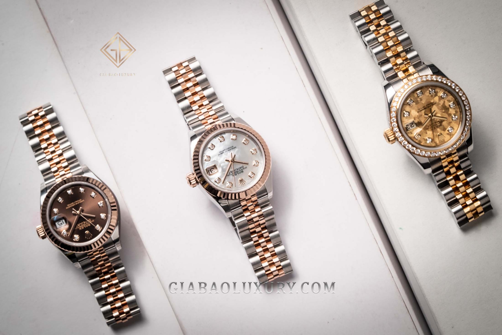 Đồng Hồ Rolex Lady-Datejust 26 179383 Mặt Số Họa Tiết Vân Đá Hoa Vàng Nạm Kim Cương