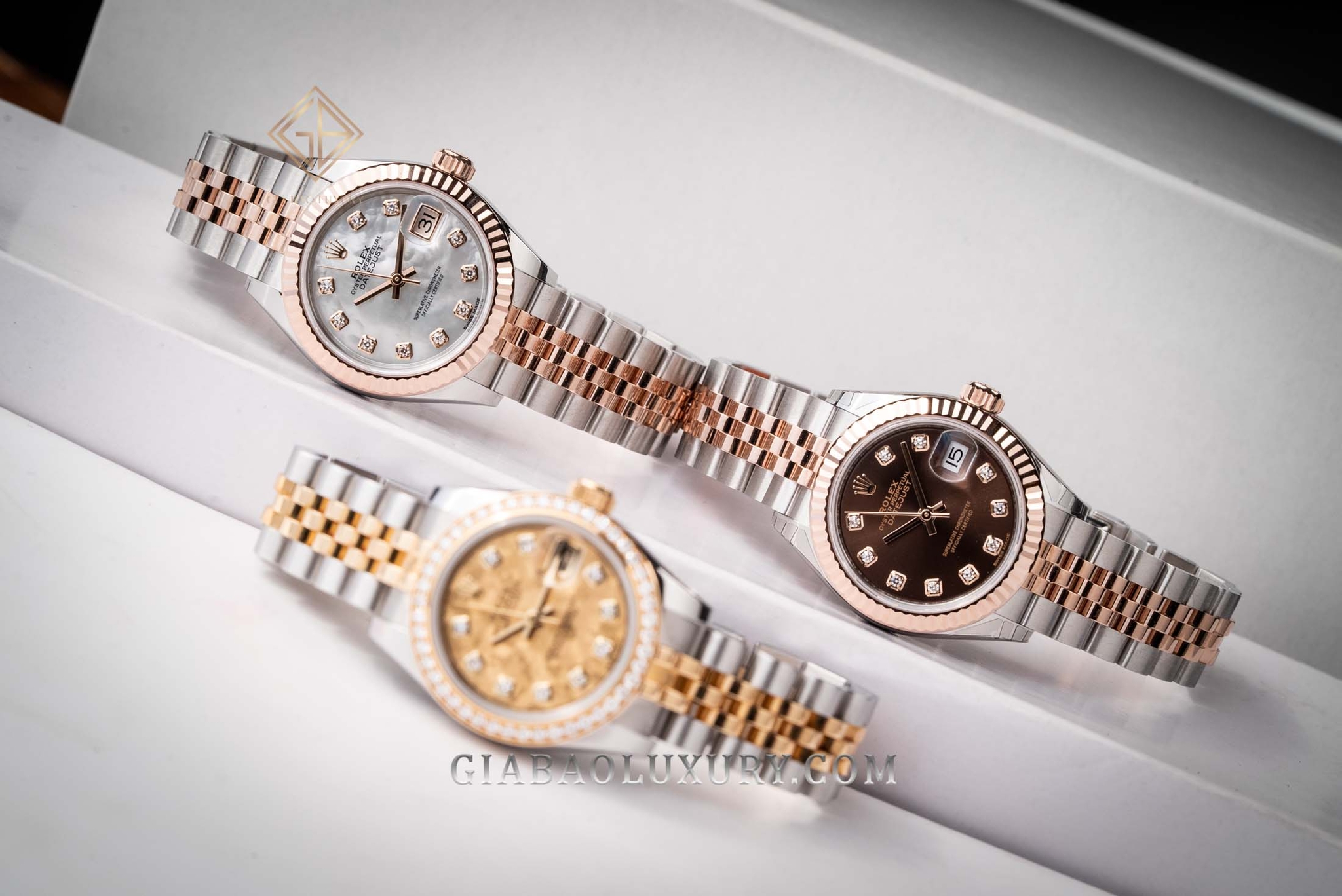 Đồng Hồ Rolex Lady-Datejust 26 179383 Mặt Số Họa Tiết Vân Đá Hoa Vàng Nạm Kim Cương