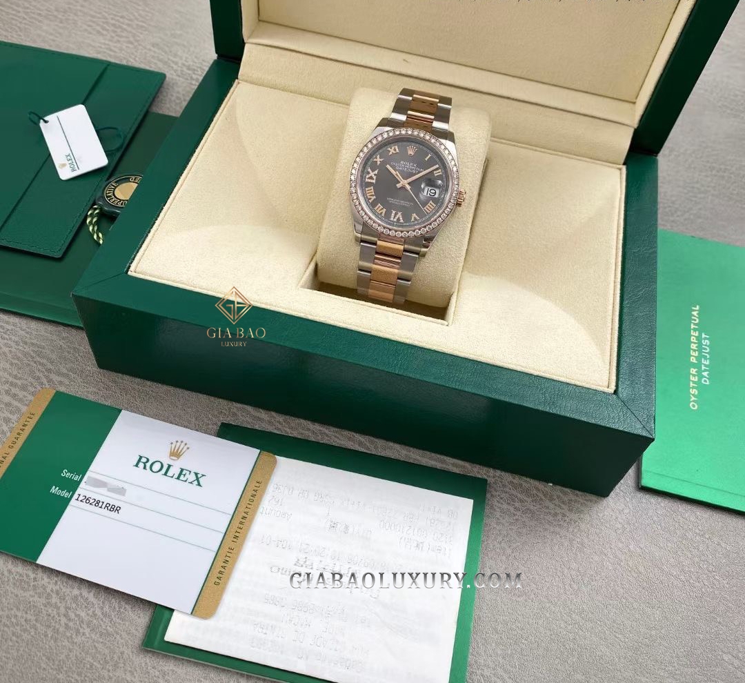 Đồng Hồ Rolex Datejust 36 126281RBR Mặt Số Rhodium Tối Cọc Số La Mã Dây Đeo Oyster