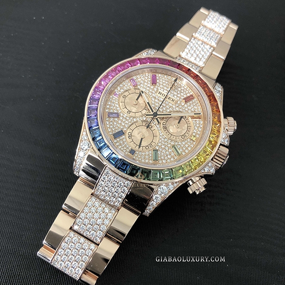 Đồng Hồ Rolex Cosmograph Daytona 116595RBOW Mặt Số Và Dây Đính Kim Cương