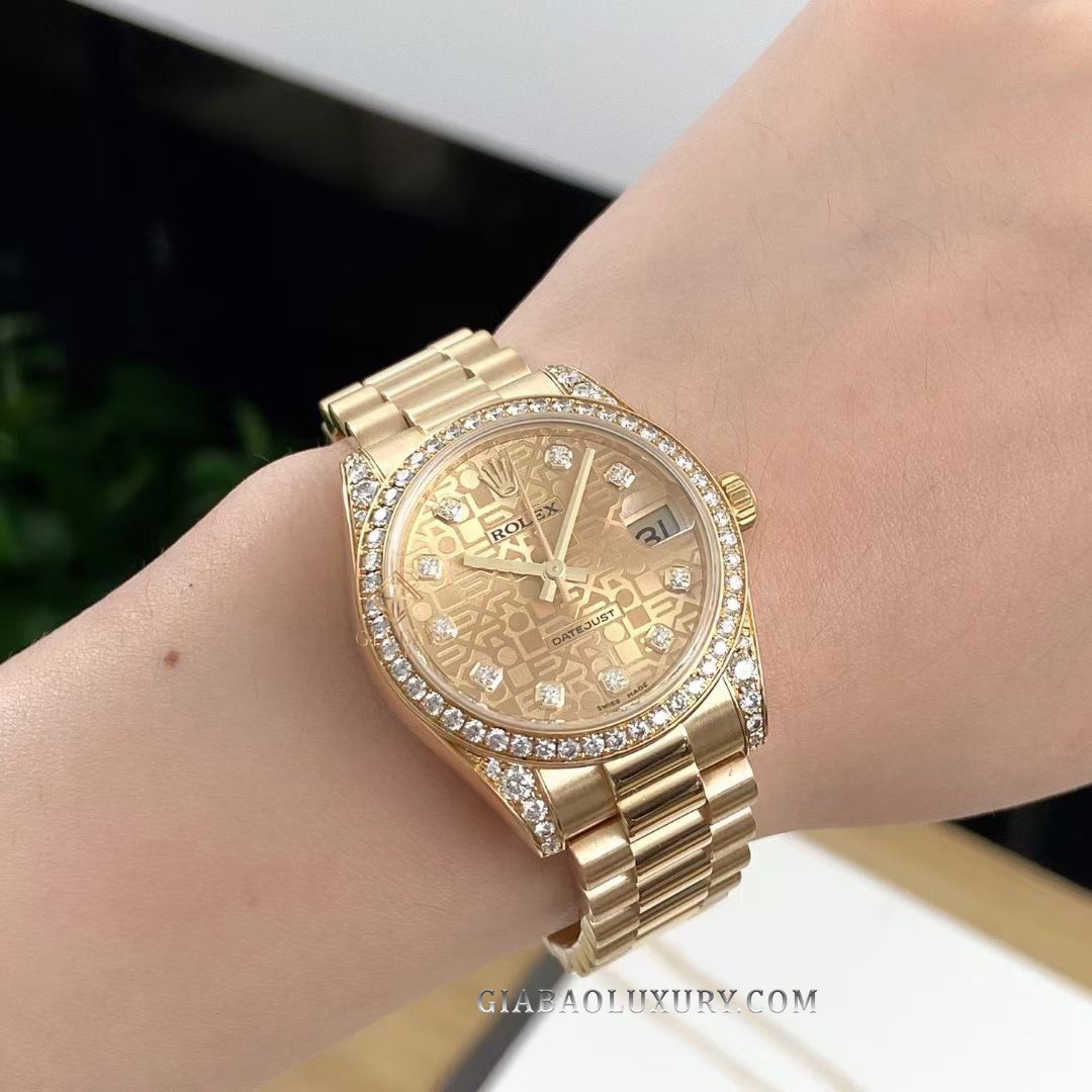 Đồng Hồ Rolex Datejust 31 178158 Mặt Số Champagne Họa Tiết Vi Tính 