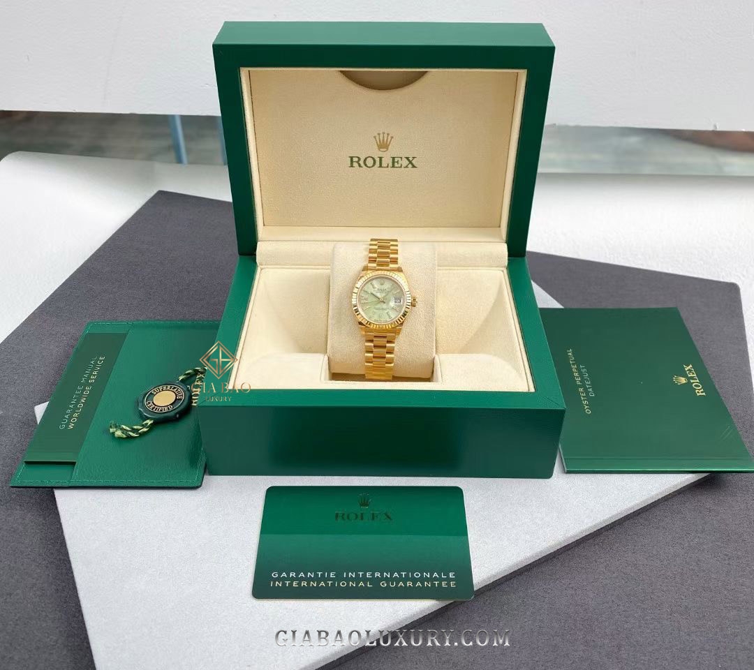 Đồng Hồ Rolex Lady Datejust 279178 Mặt Số Linden Xanh Lá Nạm Kim Cương