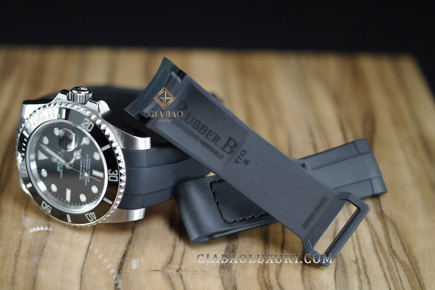 Dây cao su Rubber B dành cho đồng hồ Rolex Sea-Dweller 40mm Ref. 16600 phiên bản vành bezel Non - Ceramic - Velcro® Series