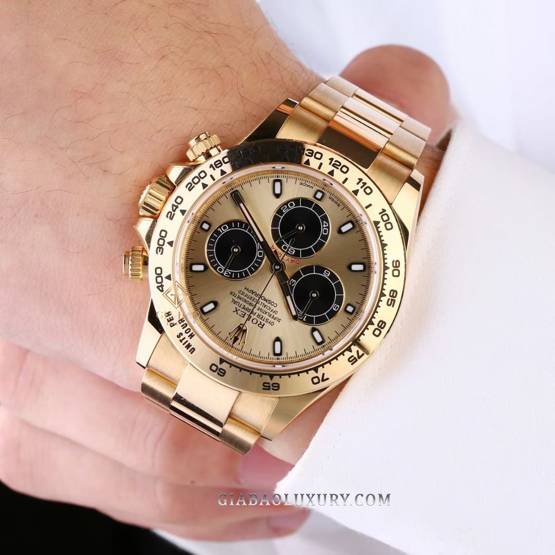 Đồng Hồ Rolex Cosmograph Daytona 116508 Mặt Số Vàng Champagne Đen