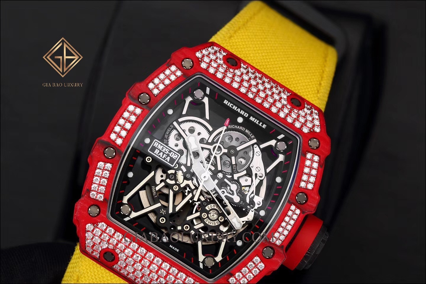 Đồng Hồ Richard Mille RM 35-02 Automatic Rafael Nadal Đỏ Đính Kim Cương