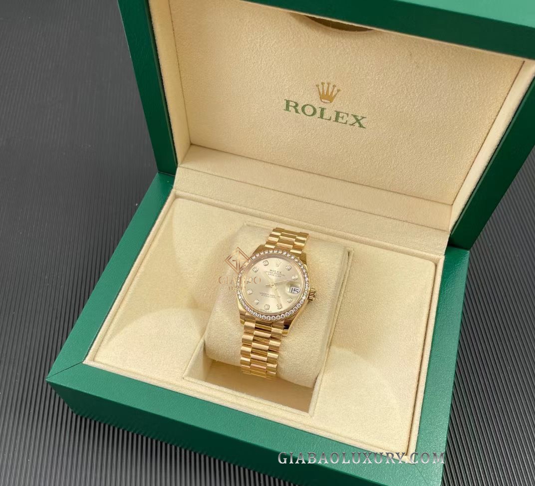 Đồng Hồ Rolex Datejust 31 278288RBR Mặt Số Vàng Champagne Nạm Kim Cương