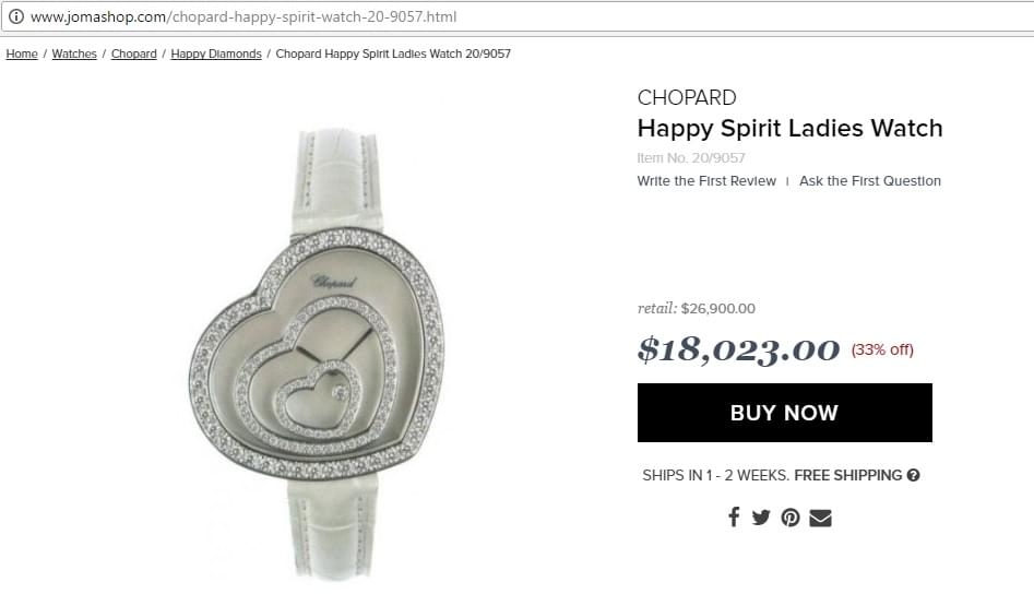 đồng hồ chopard happy diamond spirit