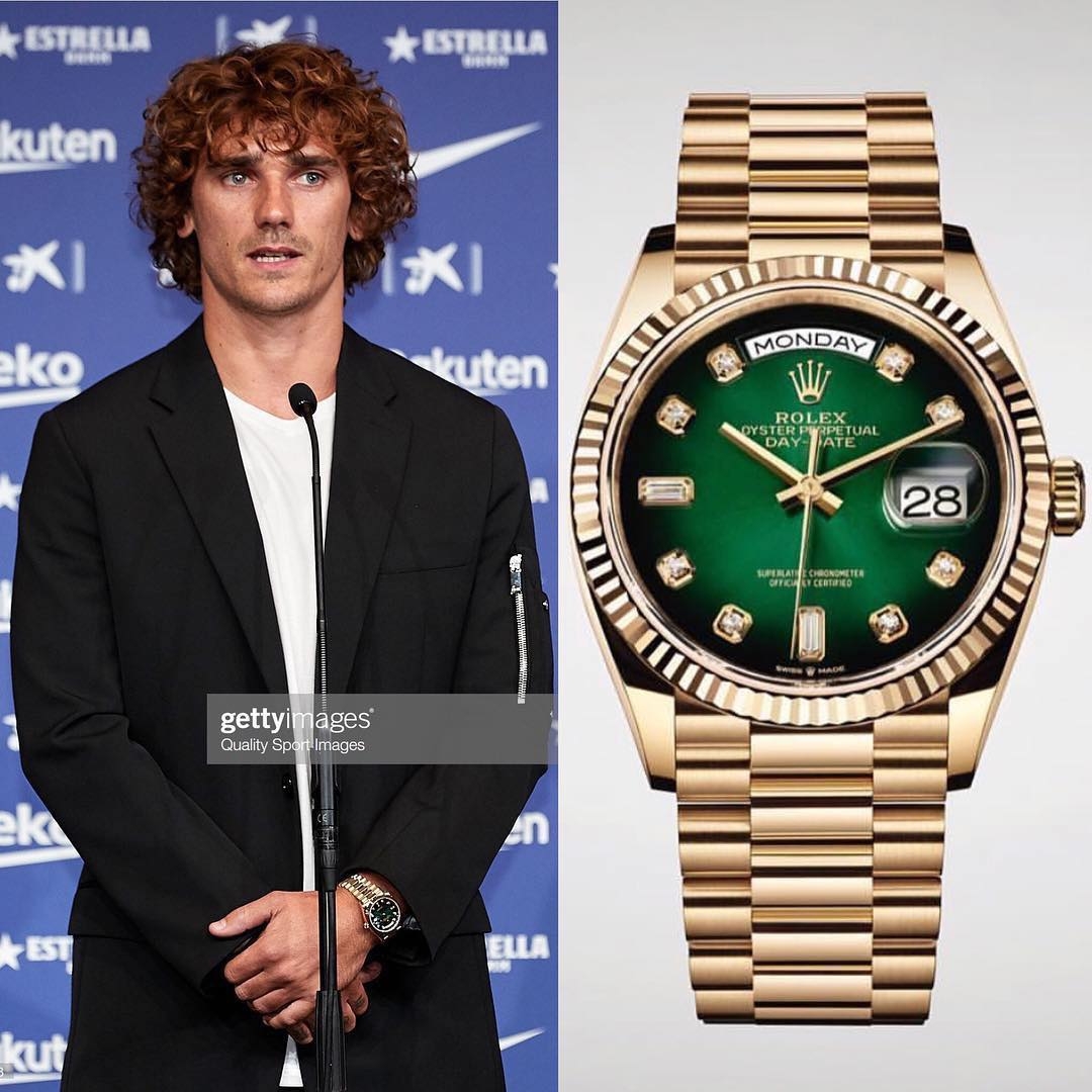 Đồng Hồ Rolex Day-Date 36 128238 Mặt Số Ombre Xanh Lá Antoine Griezmann