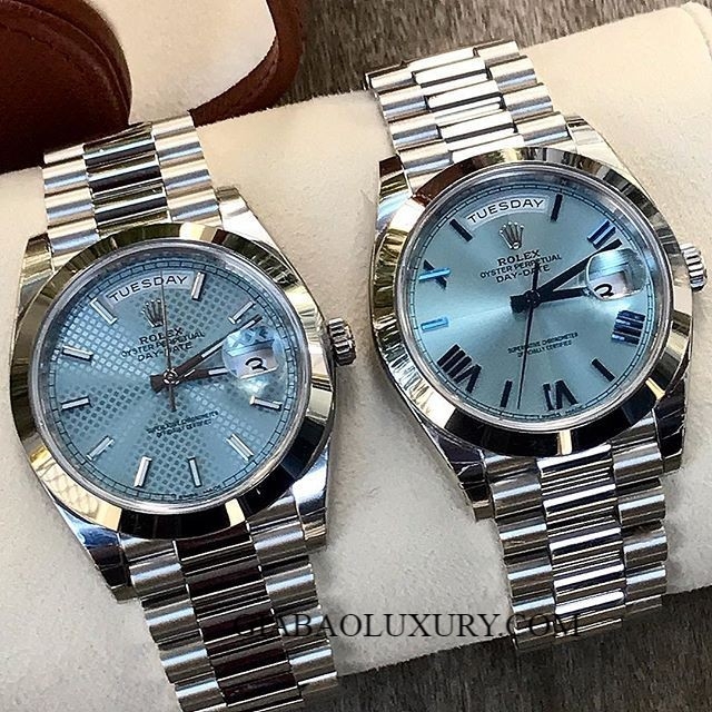Đồng Hồ Rolex Day Date 40mm 228206 Mặt Số Xanh Băng Kẻ Caro