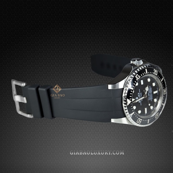 Dây cao su Rubber B dành cho đồng hồ Rolex Sea-Dweller DEEPSEA 44mm Ref. 116660 vành Ceramic khóa Glidelock (2008 - 2017) - Flared Tang Series