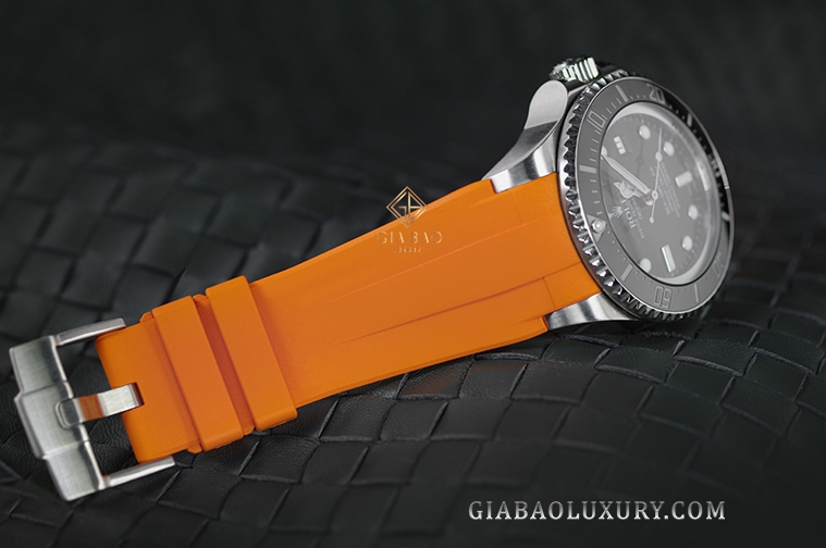 Dây cao su Rubber B dành cho đồng hồ Rolex Sea-Dweller DEEPSEA 44mm Ref. 116660 vành Ceramic khóa Glidelock (2008 - 2017) - Flared Tang Series