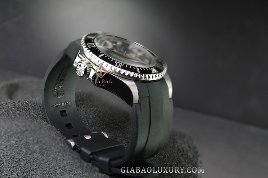 Dây cao su Rubber B dành cho đồng hồ Rolex Sea-Dweller DEEPSEA 44mm Ref. 126660 vành Ceramic khóa Glidelock (2018 - nay) -  Flared Tang Series