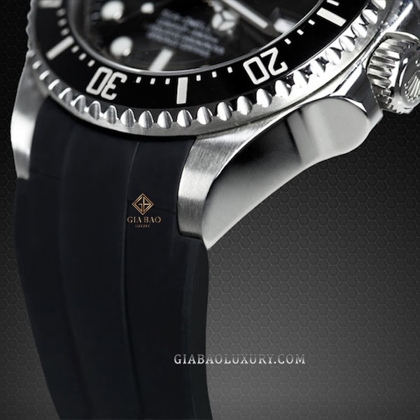 Dây cao su Rubber B dành cho đồng hồ Rolex Sea-Dweller DEEPSEA 44mm Ref. 116660 vành Ceramic khóa Glidelock (2008 - 2017) - Flared Tang Series