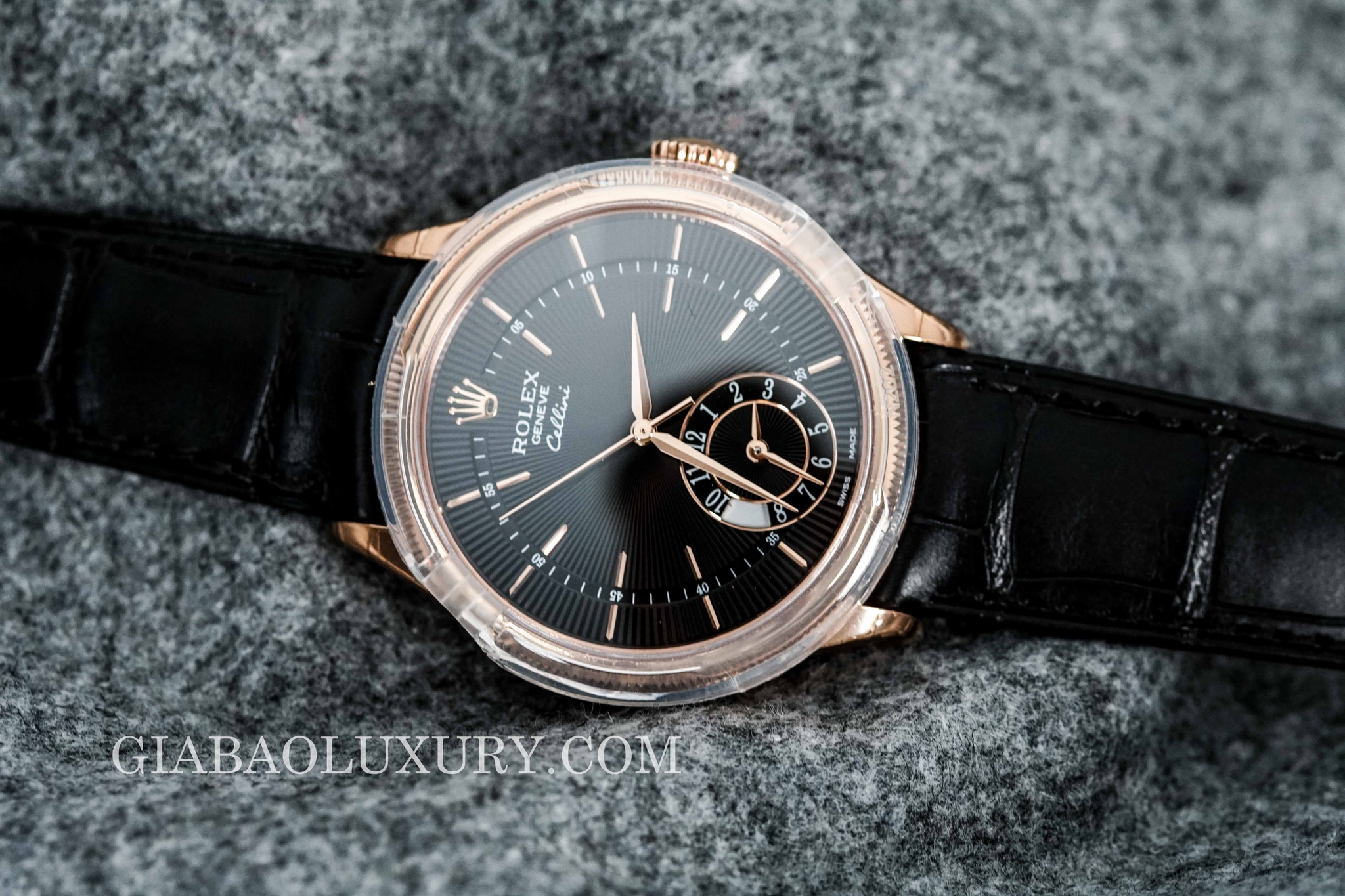 Đồng Hồ Rolex Cellini Dual Time 50525 Mặt Số Đen